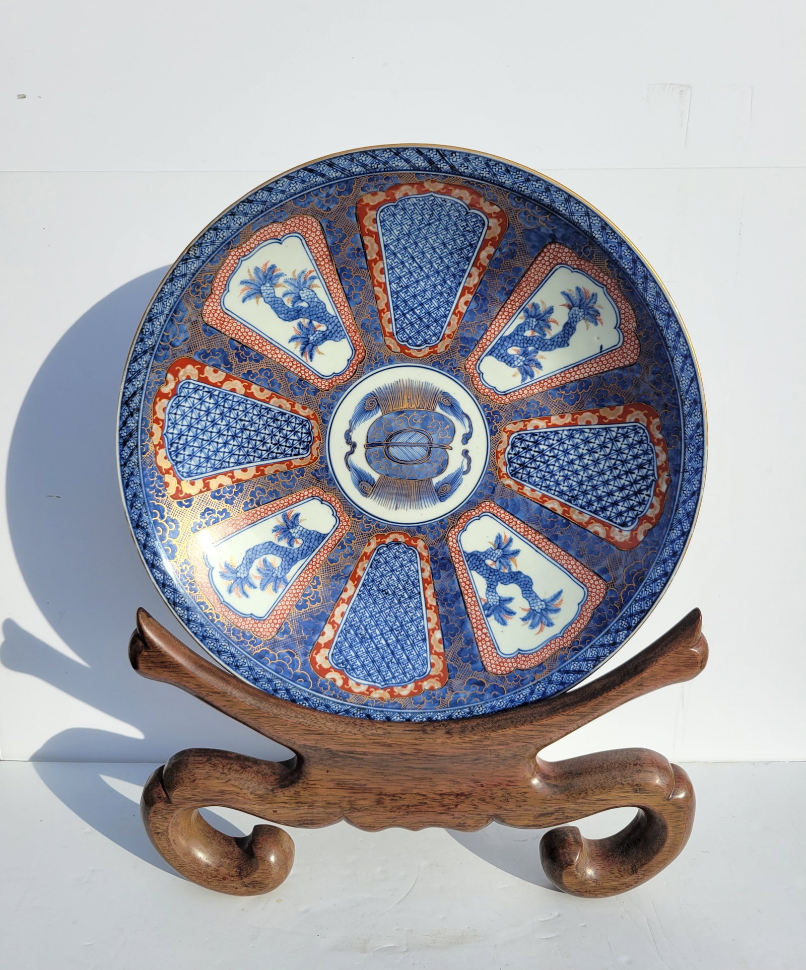 Giant Old Signed Imari Charger 18.2in 6 Character Mark Chinese Or Japanese Blue White Red Gilt With (1 of 6)