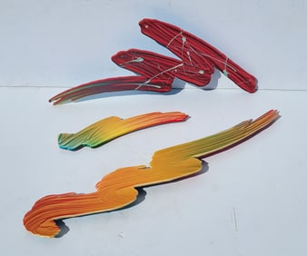 Lot 3 Evans Philadelphia Pop Art 1980s Wall Brush Stroke Relief Paintings