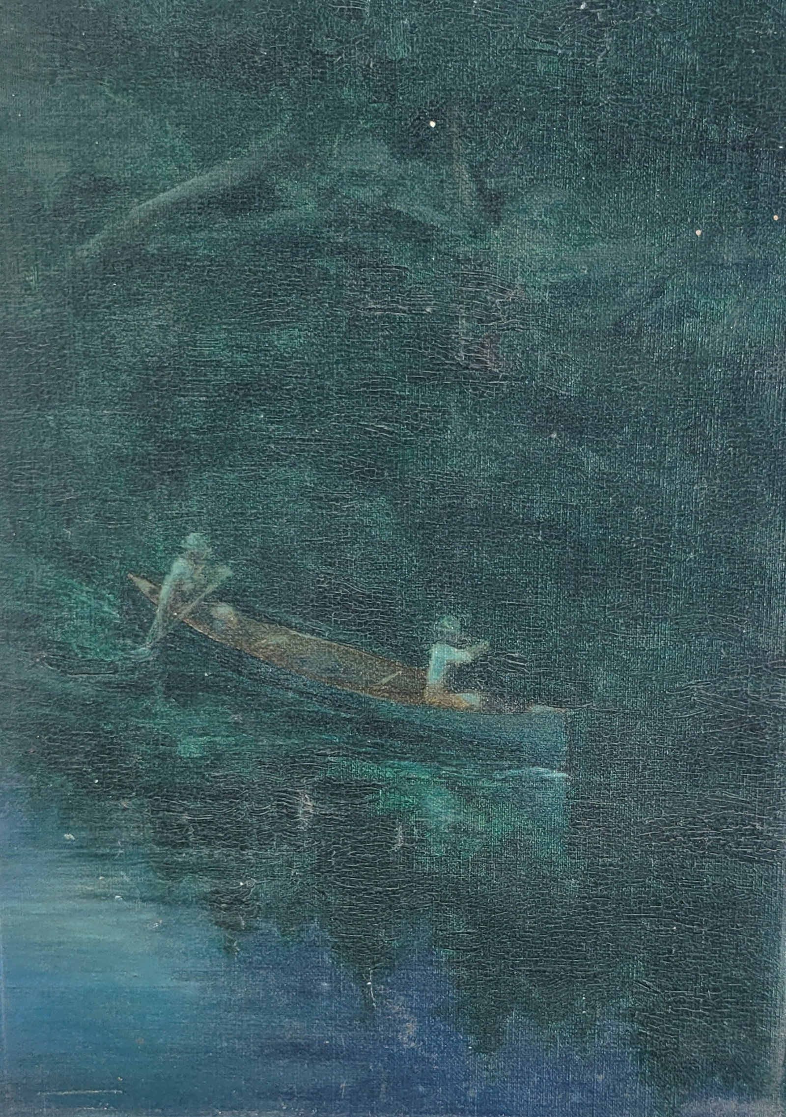 Vanderbilt Estate School Of Frederic Remington Canoe Riders Nocturne Circa 1900 River Landscape (1 of 8)