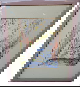 Vanderbilt Estate Jo Davidson Cemetery Bench Watercolor (1 of 1)