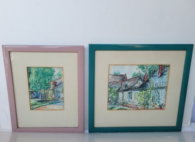 Vanderbilt Estate Jo Davidson Two Tropical Watercolors II