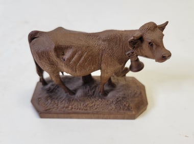 Black Forest Carving Cow With Cowbell