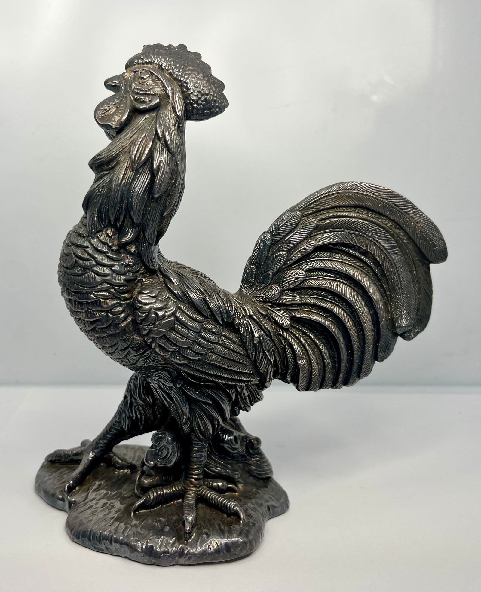Signed 925 Sterling Silver Artist Studio Rooster Chicken Vintage 7 Inch Statue Figurine 12Tozt (1 of 6)
