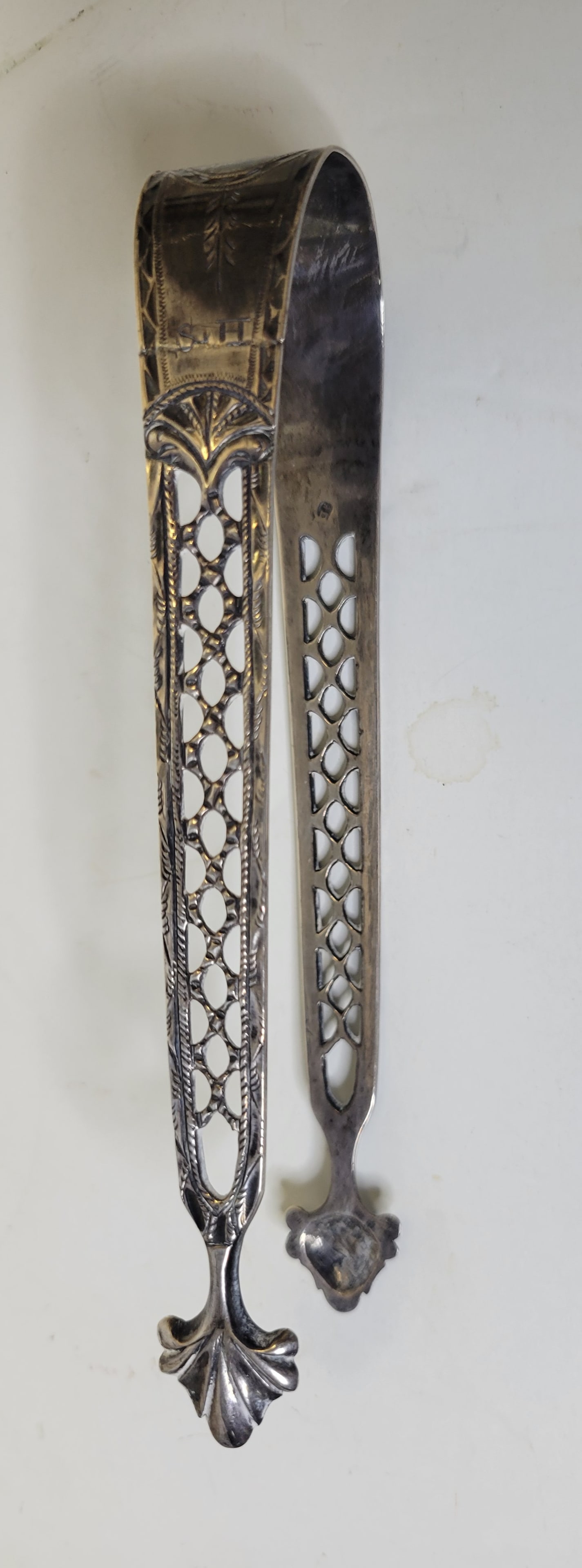 Early 19C Federal Empire Coin Silver 6 Inch Sugar Tongs Repair 1.54ozt (1 of 3)