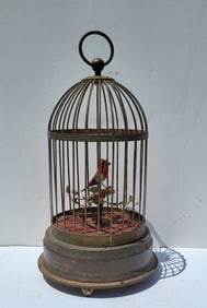 Vintage Clockwork Music Box Bird Automaton Germany German To Fix 12.75in High Overall