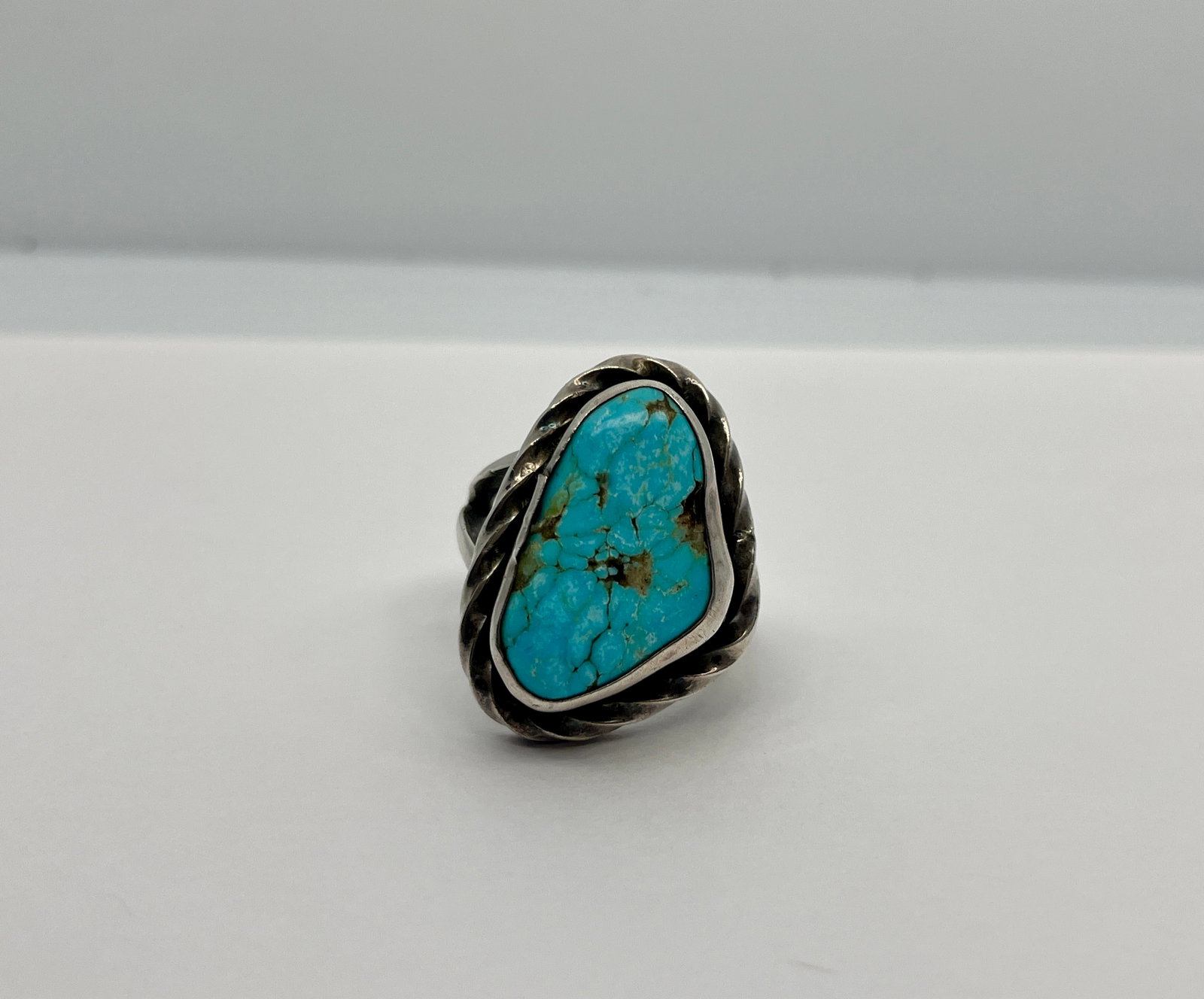 Extra-Large Heavy Native American Turquoise Silver Size 12.5 Statement Ring 0.55Tozt (1 of 5)