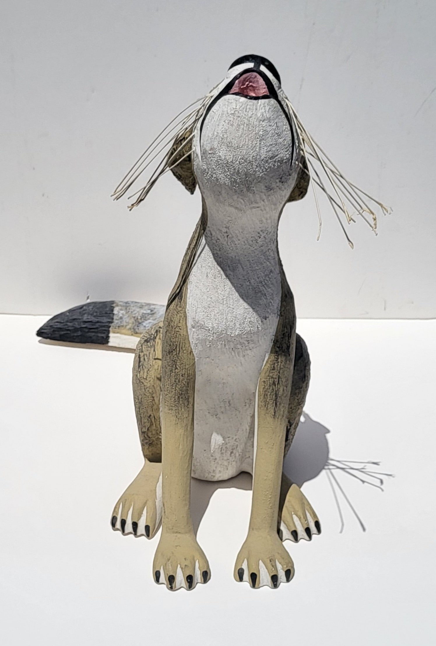 Leroy Ortega Carved Wood Painted 15.5in Coyote Statue Sculpture Figure (1 of 3)