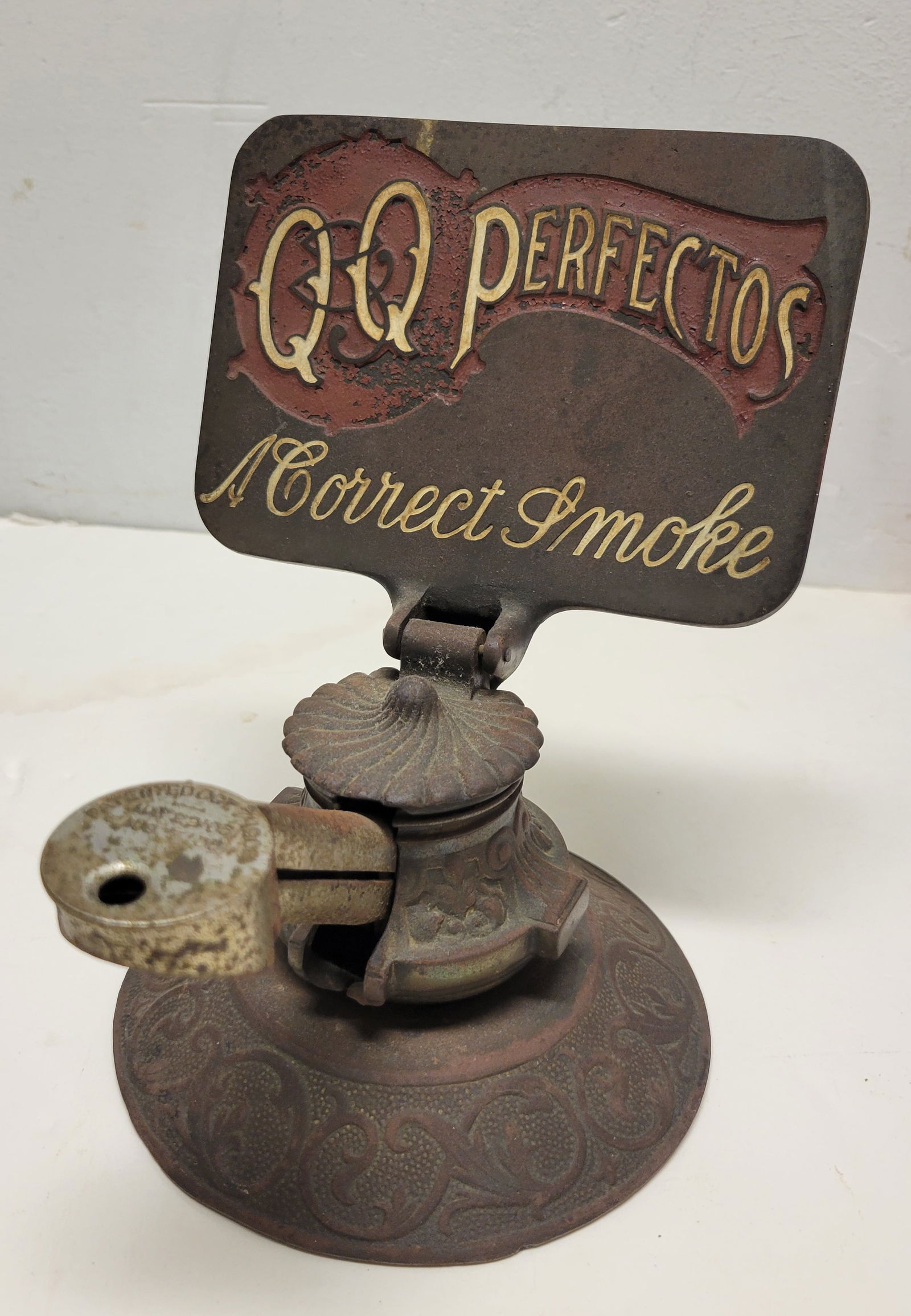 Antique Cast Iron Store Advertising Q and Q Perfectos Counter Display Cigar Cutter 1908 Patent (1 of 7)