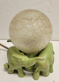 Art Deco Miniature Elephant Painted Boudoir Desk Vanity Globe Lamp