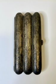 Antique Cigar Triple Holder Silverplate Case Gilt Lined Benefits Center For Great Apes Hammered With