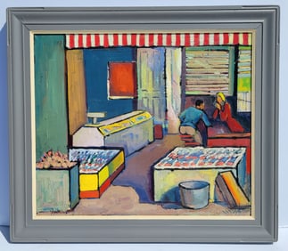 Omer Lassonde 25 X 30 Oil Rockport Gloucester Mohegan Samoa New Hampshire Modernist Storefront Genre