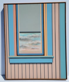 Linda Pochesci Photorealist Window Cloudscape Oil 30 X 24 Inches New Jersey Boston Massachusetts Art