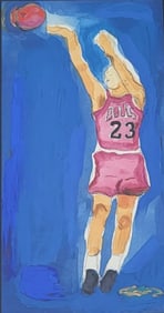 Michael Jordan 1991 Portrait Painting Florence Biennale And Miami Basel Artist Marilyn Kalish Chicag