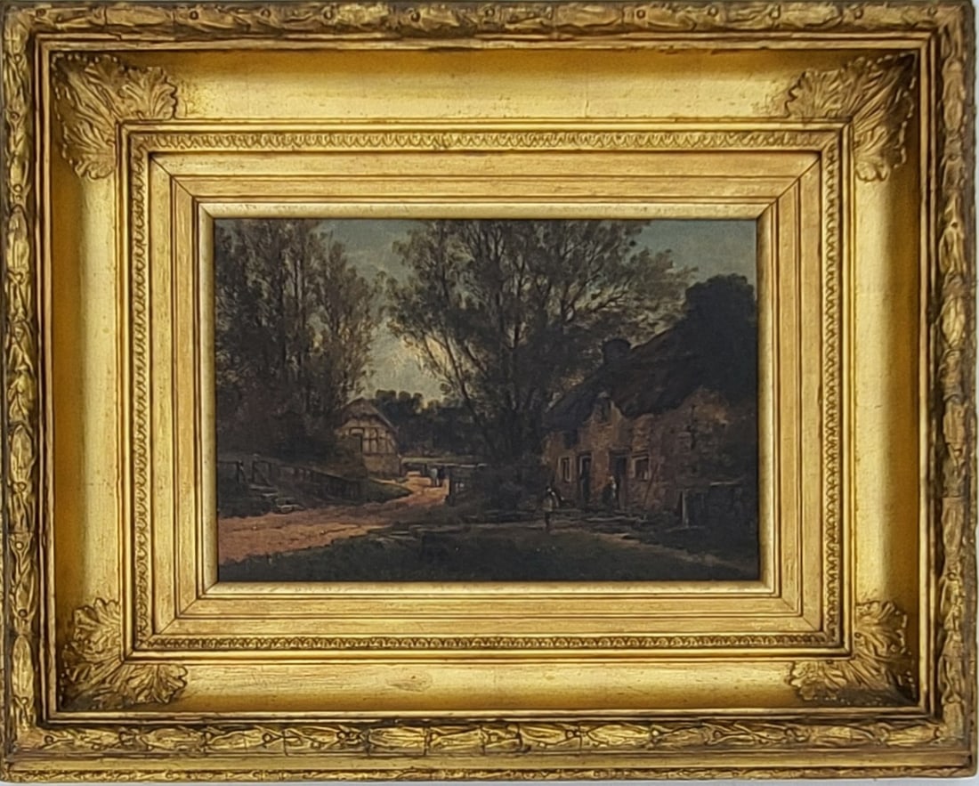 William Pitt 1877 English Cottage Townsfolk Genre Landscape Loverton Gloucestershire Heavy Deep Gilt (1 of 13)