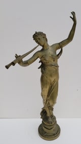 Large Antique French Eugene Marioton Gilt Dore Nude Bronze Muse Des Bois 32 Inch Salon Artist Muse O