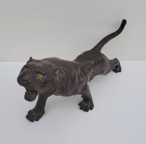 Large Signed Antique Japanese Meiji Bronze Tiger 18.5 Inch Statue Sculpture Animalier Figure