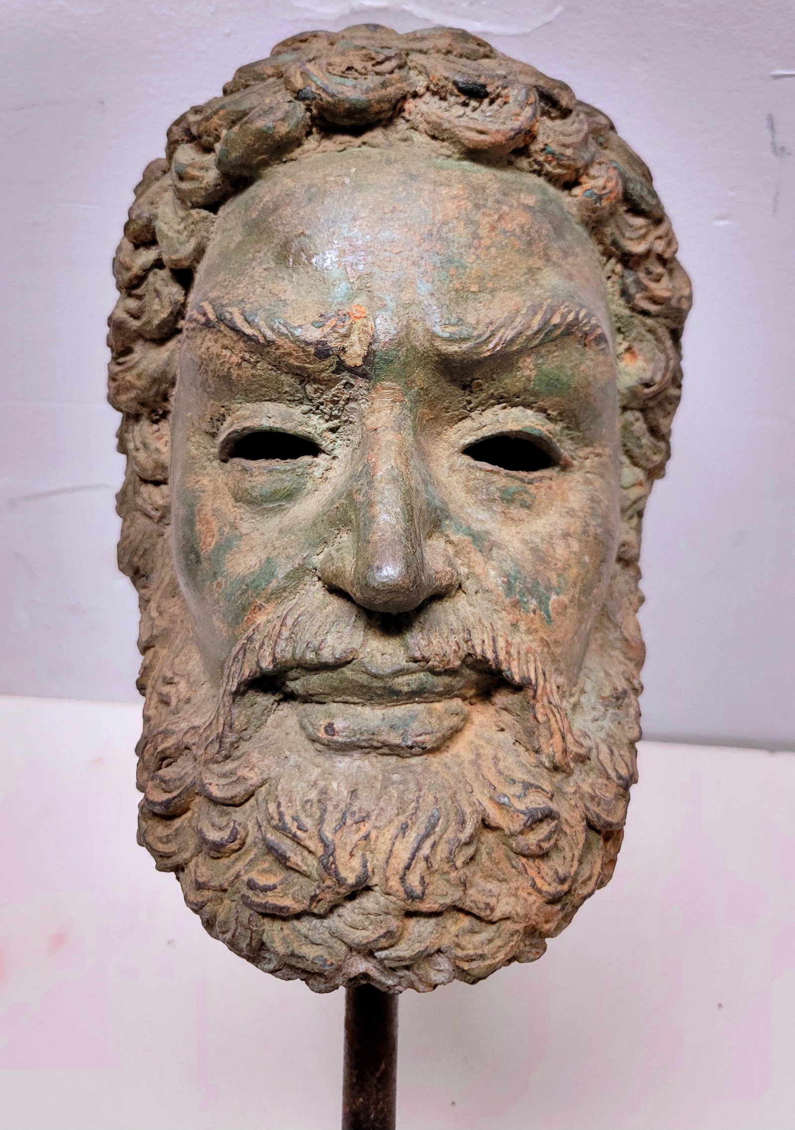 Greek Manner Bronze Head Vintage Decor In Antique Circa Grand Tour or Possibly Older Manner 9.5 Inch (1 of 7)