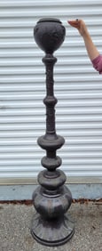 Huge Antique Japanese Meiji Bronze Floor Temple Palace Vase Censer Incense Burner Lamp Relief Birds