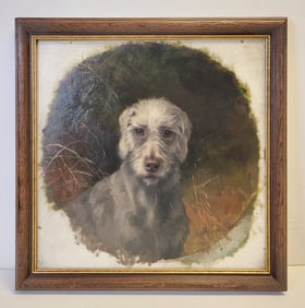 Maud Earl Dog Portrait Oil Canine Tondo