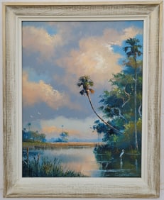 Harold Newton FL Highwaymen Marsh Or Everglades Sunset Or Sunrise 25 X 19 River Landscape Florida