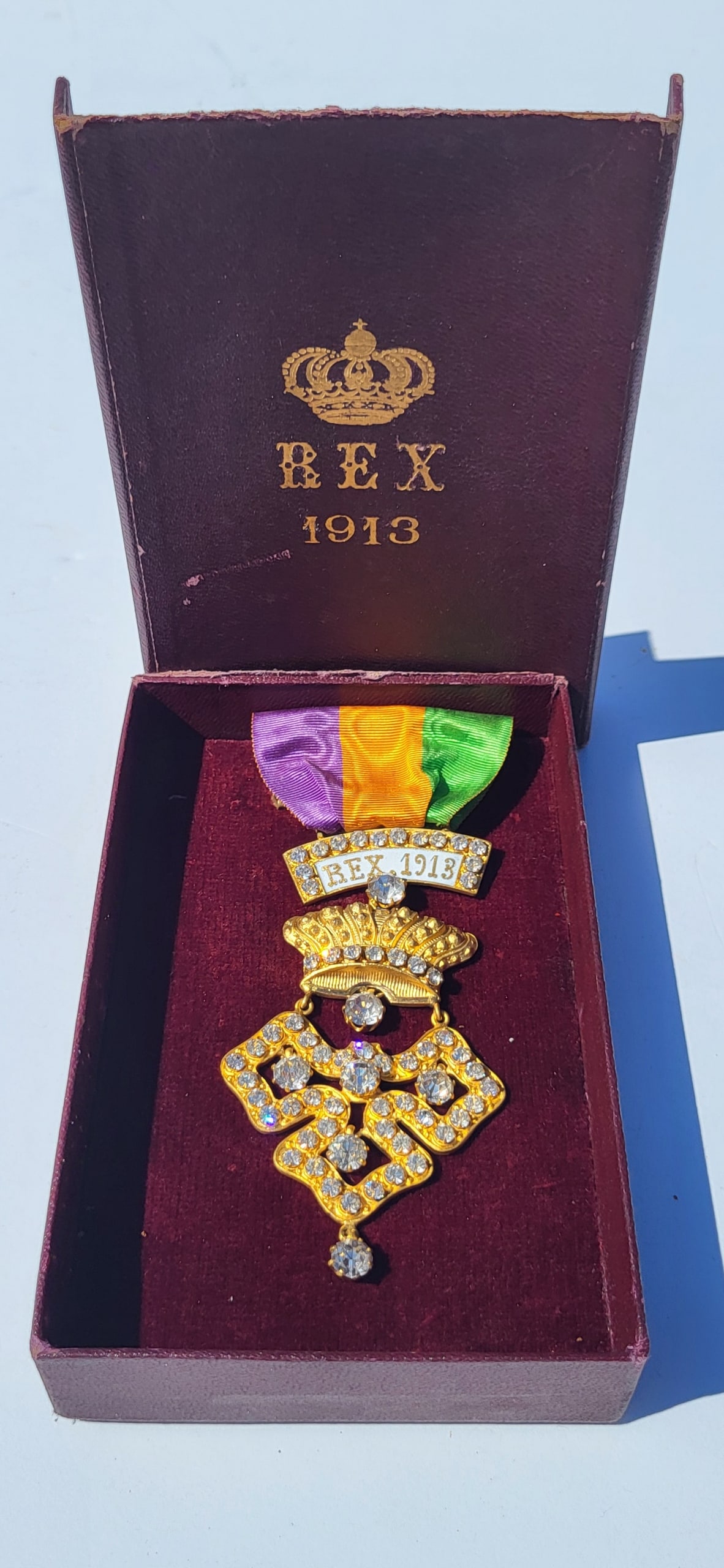 1913 Mardi Gras Krewe Of Rex Boxed Carnival Medal New Orleans Louisiana Antique Parade (1 of 2)