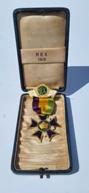 1915 Mardi Gras Krewe Of Rex Boxed Carnival Medal New Orleans Louisiana Antique Parade