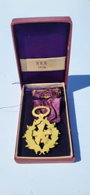 1916 Mardi Gras Krewe Of Rex Boxed Carnival Medal New Orleans Louisiana Antique Parade