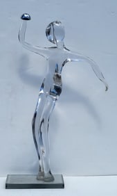 Large L De Rai Murano Type Statue Signed Italian Manner Art Glass Fencing Sculpture Fencer Figure