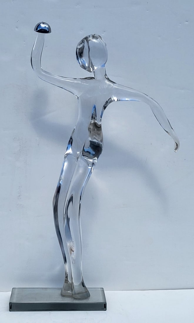 Large L De Rai Murano Type Statue Signed Italian Manner Art Glass Fencing Sculpture Fencer Figure (1 of 7)