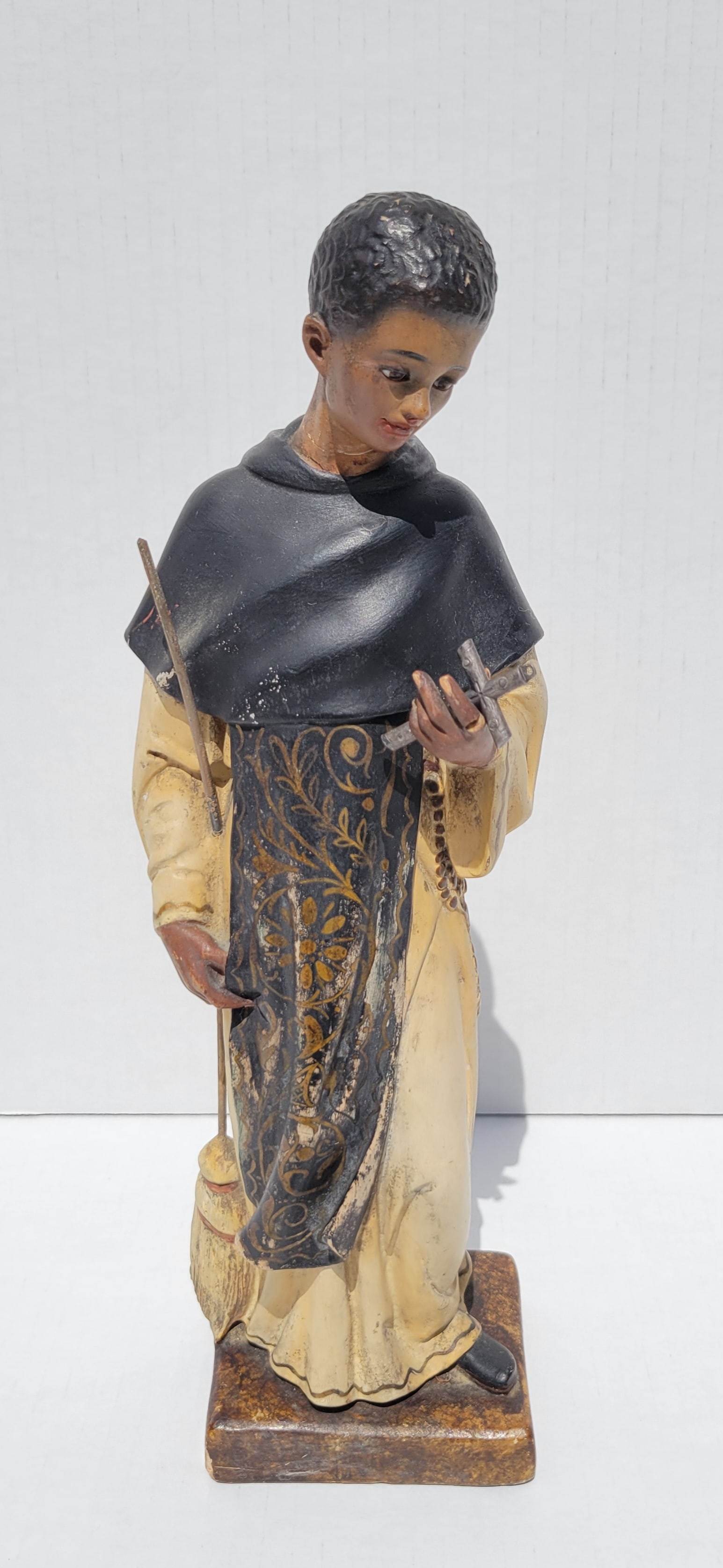 Vintage St Martin De Porres 13in Polychrome Plaster Religious Statue Dominican Christian Religious (1 of 6)