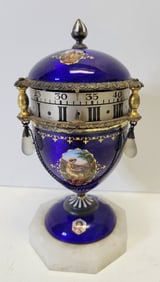Vienna Guilloche Enamel Annular Tape Clock Antique Egg Urn HP Women Vignettes Neoclassical Viennese