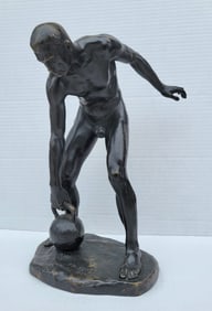 Franz Seifert Bronze Nude Male Athlete 1922 Austrian Art Deco Statue Sculpture Figure 14.5inches
