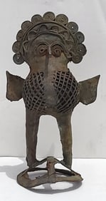 Old India Dhokra Figure Metal 7 Inch Statue Indian Bird Copper Etc Alloy