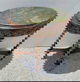 Antique Continental Ormolou Marble Top Oval Table Neoclassical French Italian Aprx 3ft