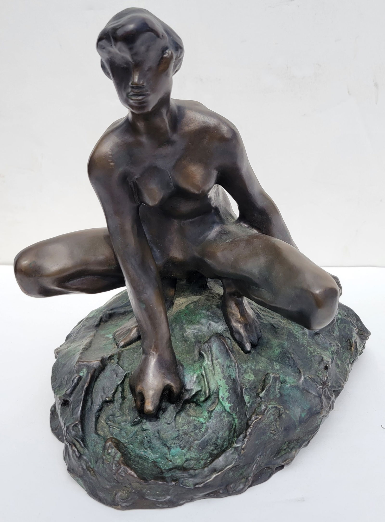 By Or After Auguste Rodin Crouching Bather Bronze Signed Stamped 12.5 Inch Young Female Nude Statue: By Or After Auguste Rodin Crouching Bather Bronze Signed Stamped 12.5 Inch Young Female Nude Statue Sculpture Figure . Measures 12.5 x 10 x 10.5 inches. Signed A. Rodin together with what appears to b