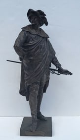 Antique 23in Emile Louis Picault Bronze Don Cesar De Bazan Sculpture Victor Hugo Novel Massenet