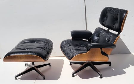 Charles Eames Vintage Lounge Chair Ottoman 670 671 Bentply Leather Circa 1970s Signed