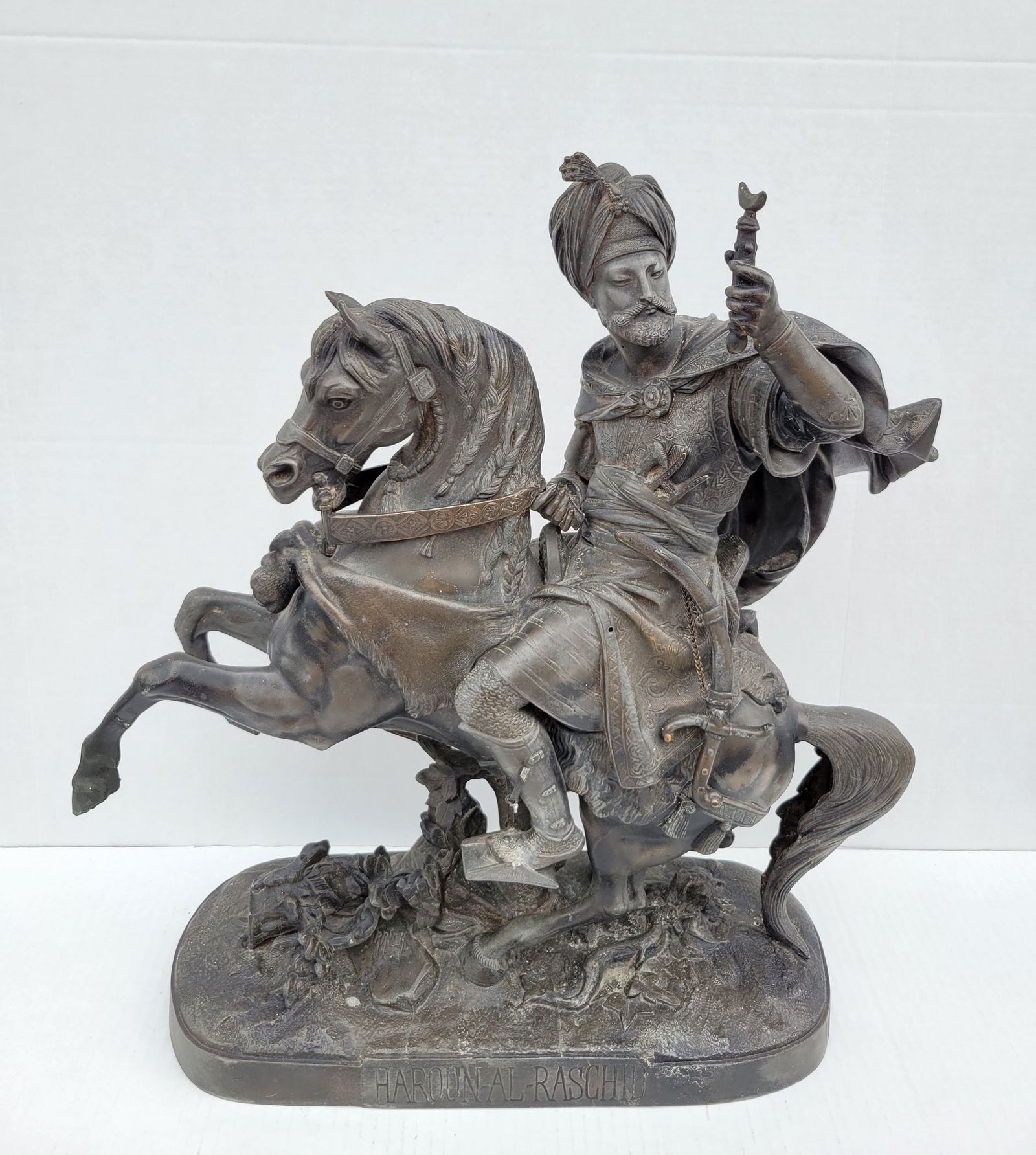 Large Orientalist Grand Tour White Metal Sculpture After Carrier Of Haroun Al Raschid Islamic Caliph (1 of 6)