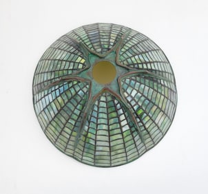 Vintage By Or After Signed Tiffany Studios Arts Crafts Spider Web Art Glass Mosaic Nouveau 15.3 X