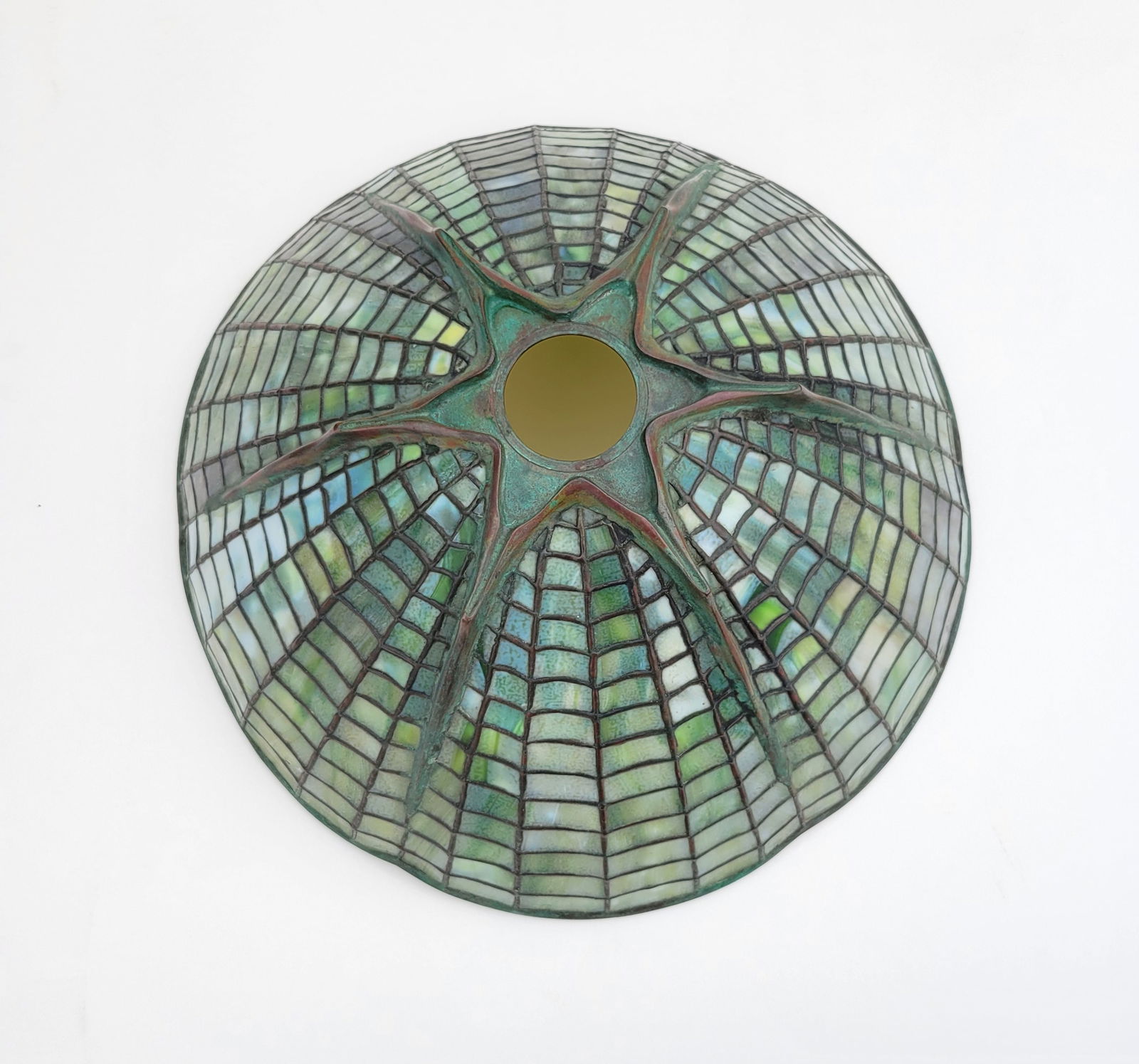 Vintage By Or After Signed Tiffany Studios Arts Crafts Spider Web Art Glass Mosaic Nouveau 15.3 X (1 of 6)