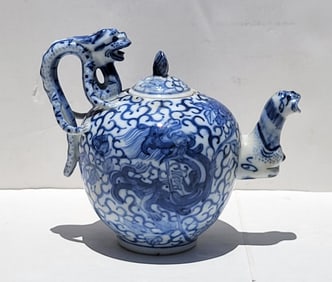 Lot 2 Chinese Antique And Old Blue White Porcelain Teapots Incl Qing And Yongzheng Mark Circa Late
