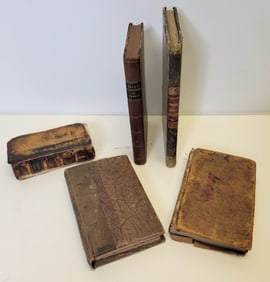 Lot 5 Antique Leather Bound Books Cesar Rome Greece Christianity