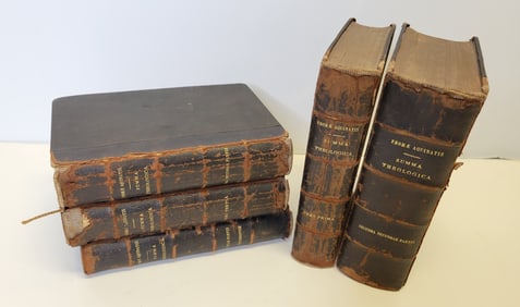 Group 5 Latin Thomas Aquinas Pope Leo XIII Quarter Leather 8vo 1880s 1890s