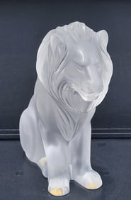 Heavy Lalique France Crystal Art Glass Lion Statue Figure Sculpture 8in
