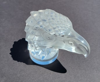 Lalique France Crystal Eagle Statue Sculpture Figure 4.25 Inches Signed