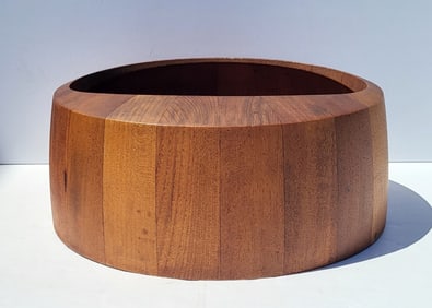 Jens Quistgaard Staved Teak Pre Dansk Mark Large 11.5 Diameter Serving Centerpiece Salad Bowl Danish