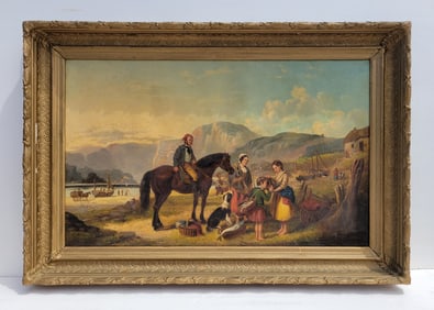 Large 19th Century Genre Oil Shayer Or Gauerman Manner Victorian English Scottish Or Continental
