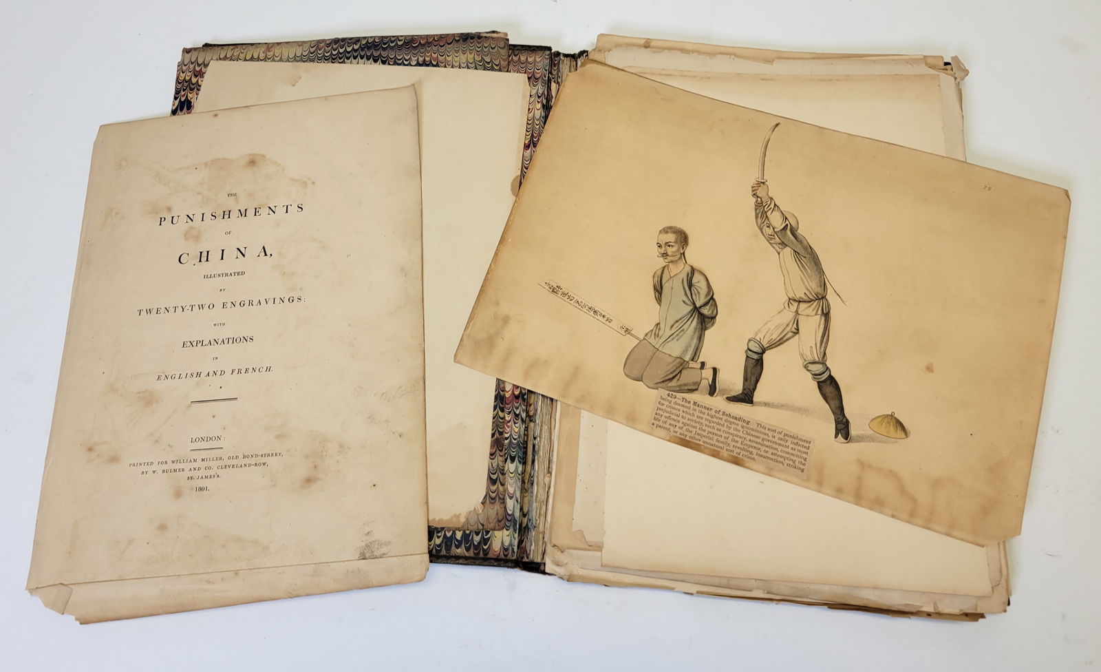 Antique Punishments Of China 1801 London Torture Engraving Partial Chinese Portfolio 14 X 11 Inches: Antique Punishments Of China 1801 London Torture Engraving Partial Chinese Portfolio 14 X 11 Inches SFP GG. English and French printed for William Miller by W. Bulmer, contains 15 of an original 22 pl