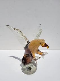 Large Signed Vinci Art Glass Murano Style Eagle 13 Inch High Dynasty Gallery Hand-fused Label Statue
