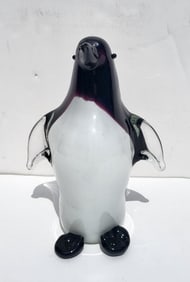 Signed Murano Ann Primrose Italian Art Glass Penguin Statue Sculpture Figure 8.5 Inches Heavy